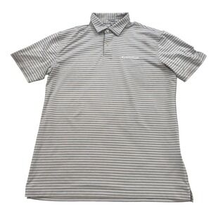 TaylorMade Polo Shirt Mens L Gray Striped Golf Designed by Peter Millar